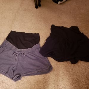 A:glow blue and black maternity lounge shorts